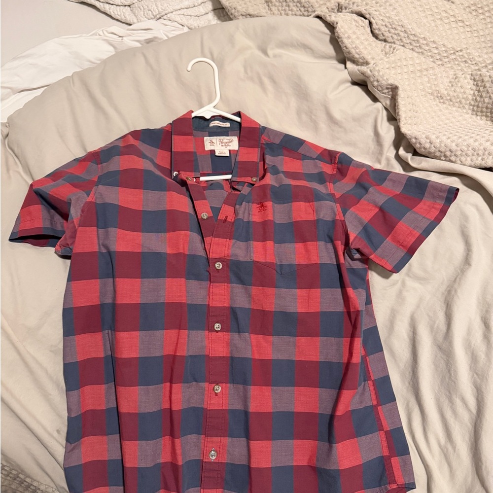 Original Penguin Red and Blue Plaid Shirt